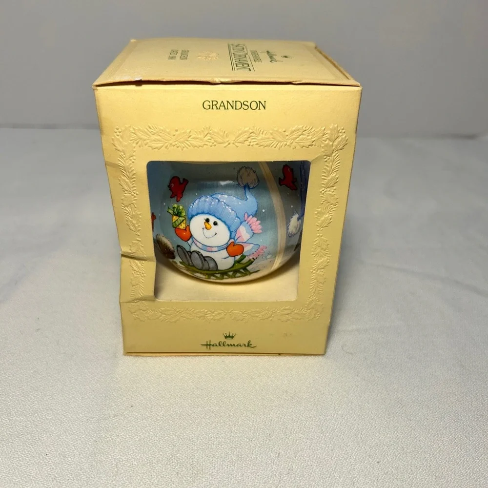 Hallmark Unbreakable Satin Ornament‎ Grandson 1980 Tree Trim Collection Snowman